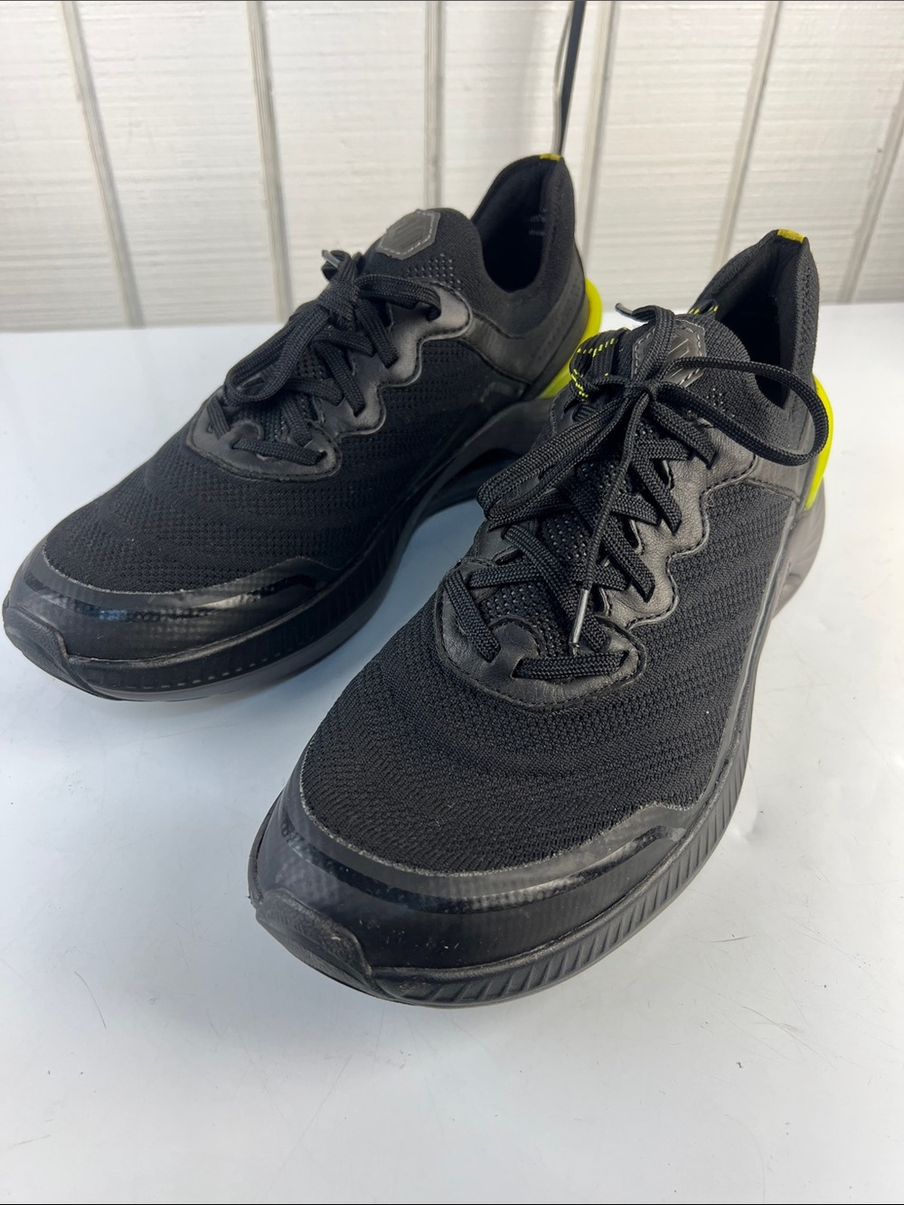 Johnston & Murphy Black Sneakers with Yellow Heel Accent